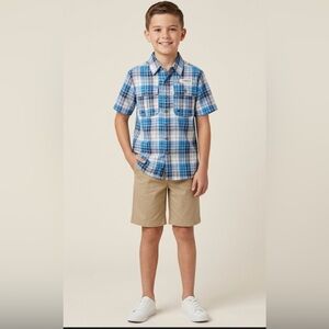 Magellan Outdoors Blue Plaid Short-Sleeve Button-Down Shirt
